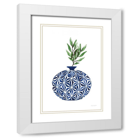 Cobalt Geometric Vases IV White Modern Wood Framed Art Print with Double Matting by Charro, Mercedes Lopez