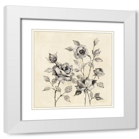 Spring Graphic Floral White Modern Wood Framed Art Print with Double Matting by Vassileva, Silvia