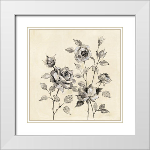 Spring Graphic Floral White Modern Wood Framed Art Print with Double Matting by Vassileva, Silvia