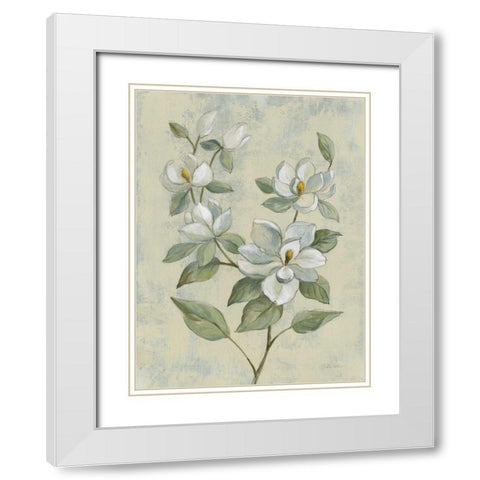 Sage Magnolia White Modern Wood Framed Art Print with Double Matting by Vassileva, Silvia