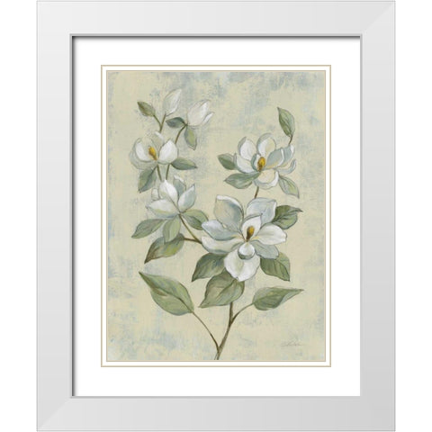 Sage Magnolia White Modern Wood Framed Art Print with Double Matting by Vassileva, Silvia