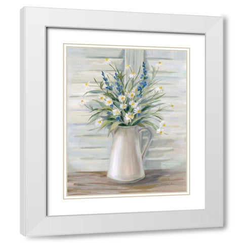 Cottage Windowsill White Modern Wood Framed Art Print with Double Matting by Vassileva, Silvia