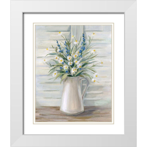 Cottage Windowsill White Modern Wood Framed Art Print with Double Matting by Vassileva, Silvia