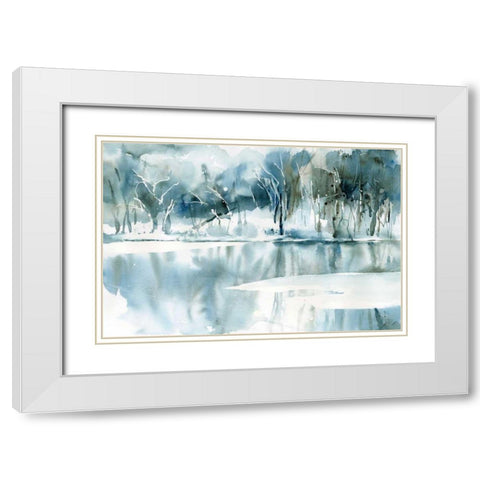 Blue Reflections White Modern Wood Framed Art Print with Double Matting by Pete, Katrina