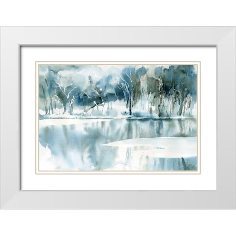 Blue Reflections White Modern Wood Framed Art Print with Double Matting by Pete, Katrina