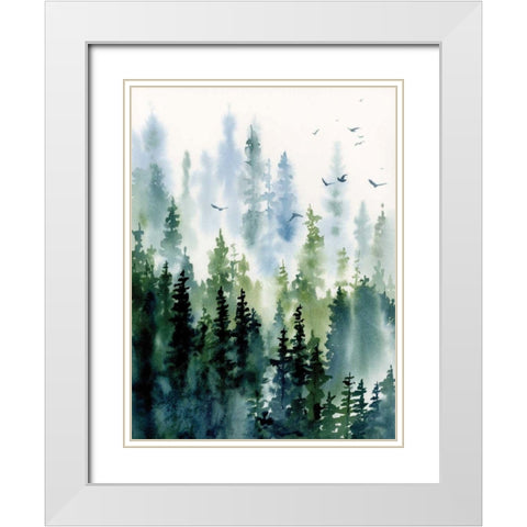 Treeline White Modern Wood Framed Art Print with Double Matting by Pete, Katrina