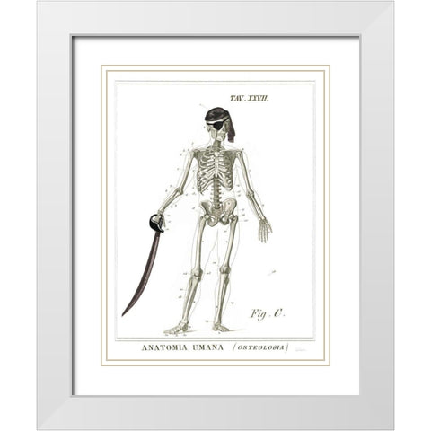 Dandy Bones Pirate White Modern Wood Framed Art Print with Double Matting by Schlabach, Sue