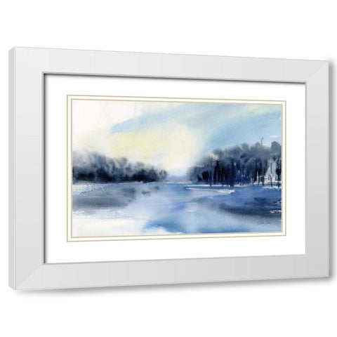 Winter River White Modern Wood Framed Art Print with Double Matting by Pete, Katrina