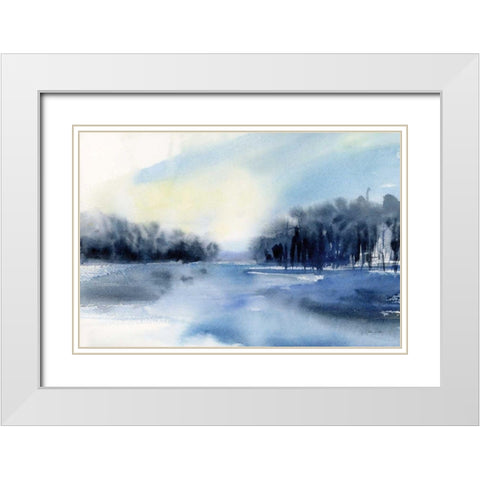 Winter River White Modern Wood Framed Art Print with Double Matting by Pete, Katrina