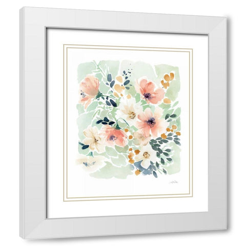 Spring Florals White Modern Wood Framed Art Print with Double Matting by Pete, Katrina