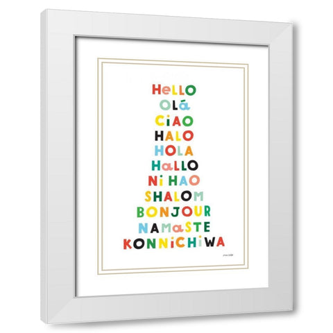 Language of Hellos White Modern Wood Framed Art Print with Double Matting by Kelle, Ann
