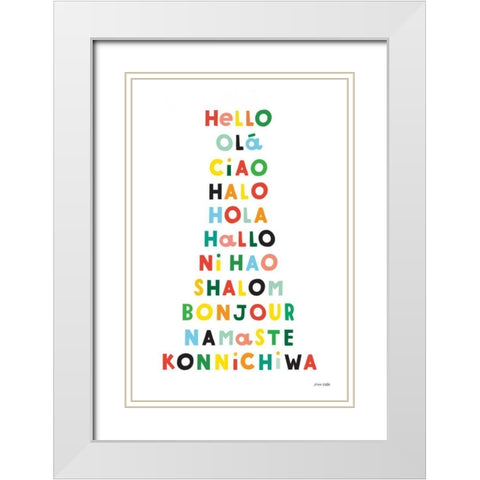 Language of Hellos White Modern Wood Framed Art Print with Double Matting by Kelle, Ann