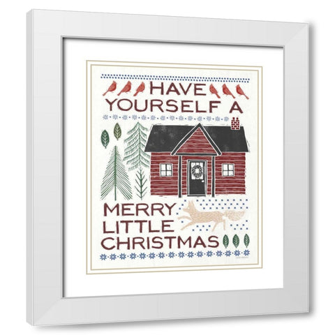 Woodcut Wonderland IV Red White Modern Wood Framed Art Print with Double Matting by Marshall, Laura