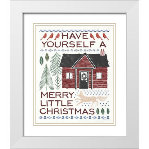 Woodcut Wonderland IV Red White Modern Wood Framed Art Print with Double Matting by Marshall, Laura