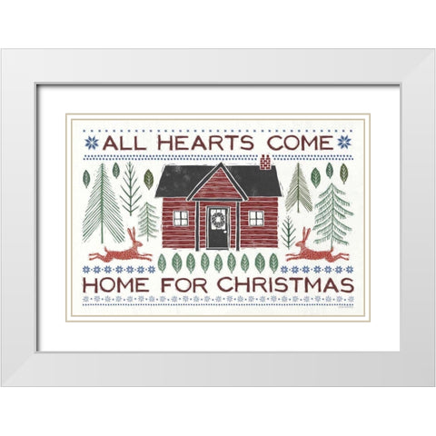 Woodcut Wonderland I Red White Modern Wood Framed Art Print with Double Matting by Marshall, Laura