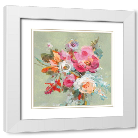 Windblown Blooms II White Modern Wood Framed Art Print with Double Matting by Nai, Danhui
