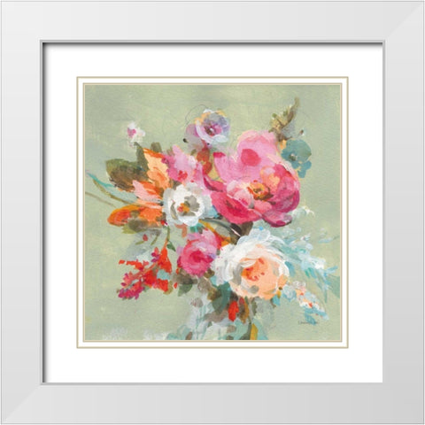 Windblown Blooms II White Modern Wood Framed Art Print with Double Matting by Nai, Danhui