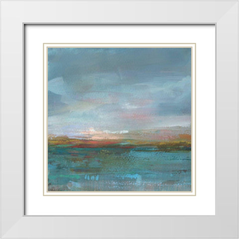 Open Water Sunrise White Modern Wood Framed Art Print with Double Matting by Nai, Danhui