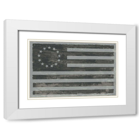 Slate American Flag White Modern Wood Framed Art Print with Double Matting by Schlabach, Sue