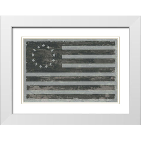 Slate American Flag White Modern Wood Framed Art Print with Double Matting by Schlabach, Sue