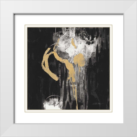 Golden Rain I BW White Modern Wood Framed Art Print with Double Matting by Vassileva, Silvia