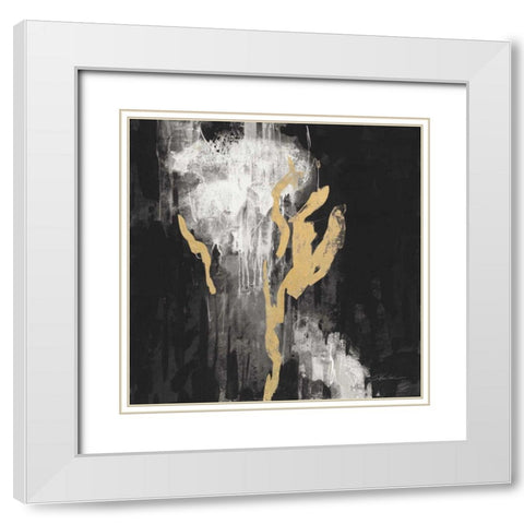 Golden Rain II BW White Modern Wood Framed Art Print with Double Matting by Vassileva, Silvia