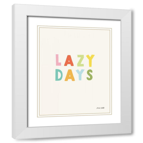 lazy days White Modern Wood Framed Art Print with Double Matting by Kelle, Ann