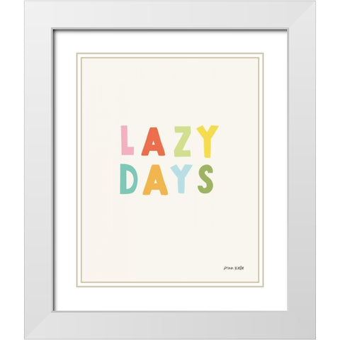 lazy days White Modern Wood Framed Art Print with Double Matting by Kelle, Ann