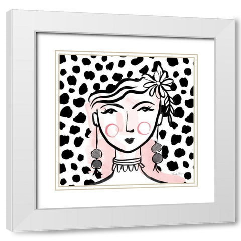 Pretty Faces I PInk White Modern Wood Framed Art Print with Double Matting by Zaman, Farida