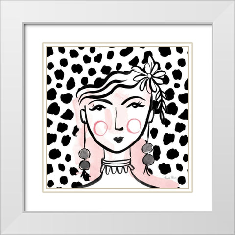 Pretty Faces I PInk White Modern Wood Framed Art Print with Double Matting by Zaman, Farida