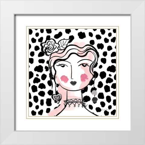 Pretty Faces II Pink White Modern Wood Framed Art Print with Double Matting by Zaman, Farida