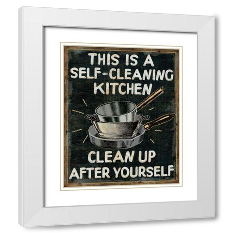 Self Cleaning Kitchen White Modern Wood Framed Art Print with Double Matting by Pela Studio
