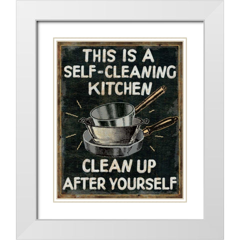 Self Cleaning Kitchen White Modern Wood Framed Art Print with Double Matting by Pela Studio
