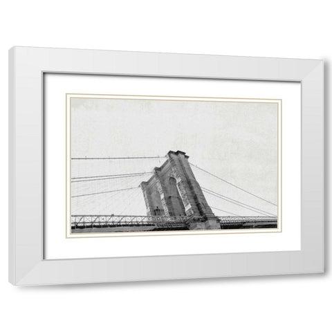 Brooklyn Bridge From Below White Modern Wood Framed Art Print with Double Matting by Wild Apple Portfolio