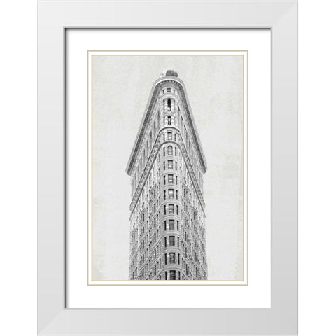 Flatiron Building NYC White Modern Wood Framed Art Print with Double Matting by Wild Apple Portfolio