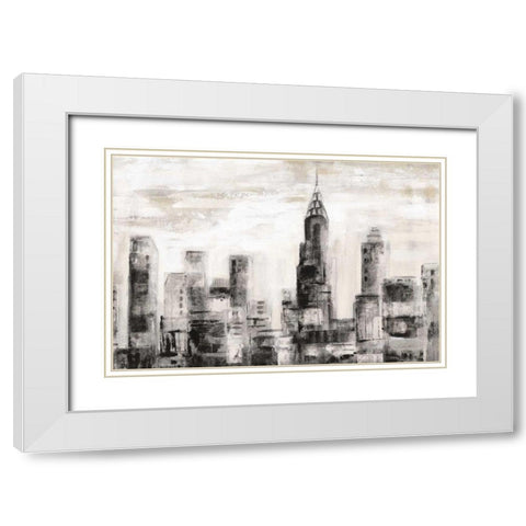 Manhattan Skyline BW Crop White Modern Wood Framed Art Print with Double Matting by Vassileva, Silvia