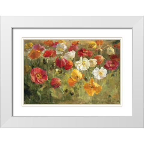 Poppy Field White Modern Wood Framed Art Print with Double Matting by Nai, Danhui