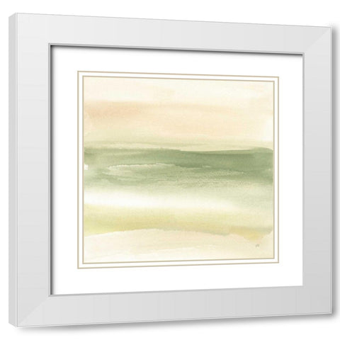Green Water I White Modern Wood Framed Art Print with Double Matting by Paschke, Chris