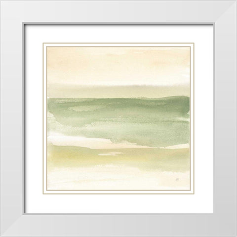 Green Water II White Modern Wood Framed Art Print with Double Matting by Paschke, Chris
