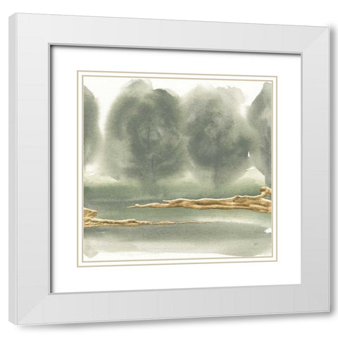 Gold Earth V White Modern Wood Framed Art Print with Double Matting by Paschke, Chris