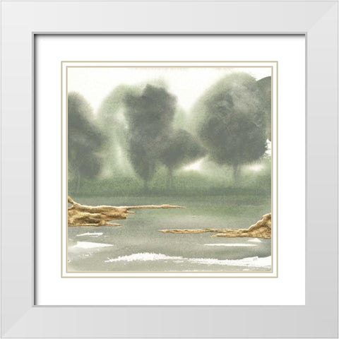 Gold Earth VI White Modern Wood Framed Art Print with Double Matting by Paschke, Chris