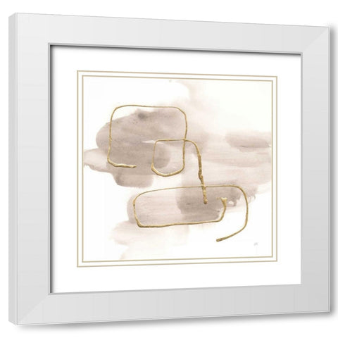 Warm Gray Gold I White Modern Wood Framed Art Print with Double Matting by Paschke, Chris