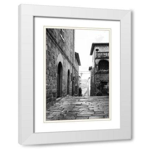 Village Square White Modern Wood Framed Art Print with Double Matting by Aledanda