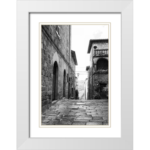 Village Square White Modern Wood Framed Art Print with Double Matting by Aledanda