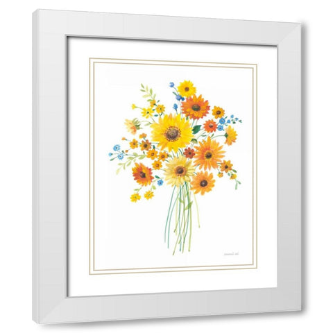 Sunshine Bouquet I White Modern Wood Framed Art Print with Double Matting by Nai, Danhui