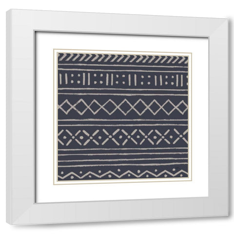 Jungle Love Pattern V Blue Sq I White Modern Wood Framed Art Print with Double Matting by Penner, Janelle