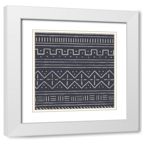 Jungle Love Pattern V Blue Sq II White Modern Wood Framed Art Print with Double Matting by Penner, Janelle