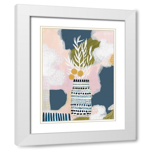 Tribal Still Life Blue White Modern Wood Framed Art Print with Double Matting by Mack, Lynn