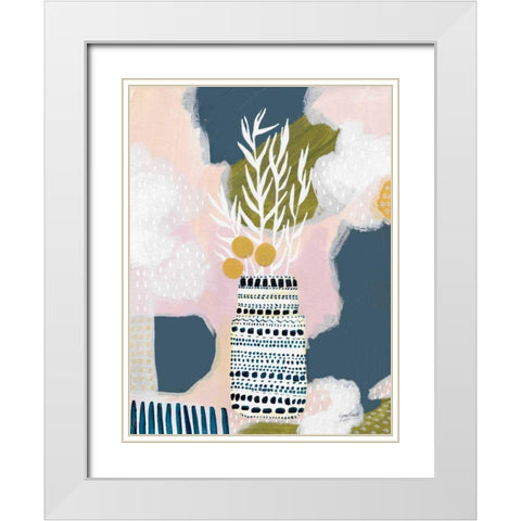 Tribal Still Life Blue White Modern Wood Framed Art Print with Double Matting by Mack, Lynn
