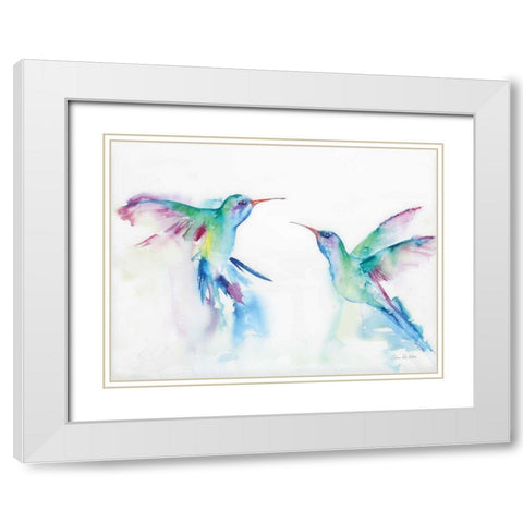 Hummingbirds I White Modern Wood Framed Art Print with Double Matting by Valle, Aimee Del